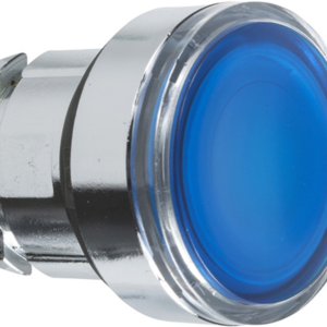 Harmony XB4, Illuminated push button head, metal, flush, blue, Ø22, spring return, plain lens integral LED