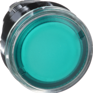 Harmony XB4, Illuminated push button head, metal, flush, green, Ø22, spring return, plain lens for BA9s bulb