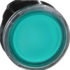 Harmony XB4, Illuminated push button head, metal, flush, green, Ø22, spring return, plain lens integral LED