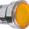 Harmony XB4, Illuminated push button head, metal, flush, orange, Ø22, spring return, plain lens integral LED
