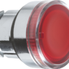 Harmony XB4, Illuminated push button head, metal, flush, red, Ø22, spring return, plain lens for BA9s bulb