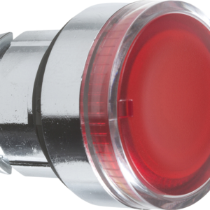 Harmony XB4, Illuminated push button head, metal, flush, red, Ø22, spring return, plain lens for BA9s bulb