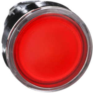 Harmony XB4, Illuminated push button head, metal, flush, red, Ø22, spring return, plain lens integral LED