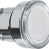 Harmony XB4, Illuminated push button head, metal, flush, white, Ø22, spring return, plain lens integral LED