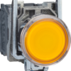 Harmony XB4, Illuminated push button, metal, flush, orange, Ø22, spring return, 230...240 V AC, 1 NO + 1 NC