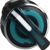 Harmony XB4, Illuminated selector switch head, metal, green, Ø22, integral LED, 2 positions, stay put