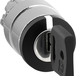 Harmony XB4, Key switch selector head, metal, black, Ø22, key n°455, 3 positions, stay put