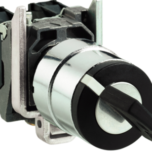 Harmony XB4, Key switch selector, metal, black, Ø22, key n°455, 2 positions, stay put, 1 NO