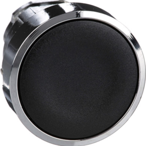 Harmony XB4, Push button head, metal, flush, black, Ø22, spring return, unmarked