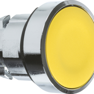 Harmony XB4, Push button head, metal, flush, yellow, Ø22, spring return, unmarked