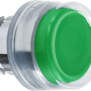 Harmony XB4, Push button head, metal, projecting, green, Ø22, spring return, booted, unmarked