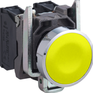 Harmony XB4, Push button, metal, flush, yellow, Ø22, spring return, unmarked, 1 NO