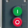 XALD213 - Control station, plastic, dark grey lid, 2 flush push buttons Ã˜22, marked I O, 1 NO + 1 NC
