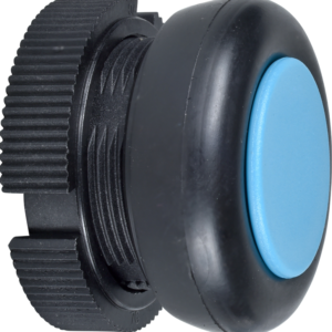 Harmony XAC, Push button head, plastic, blue, booted, spring return