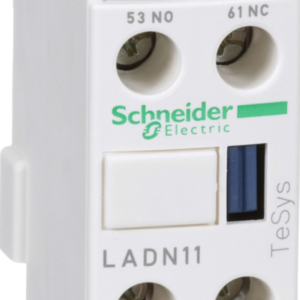 LADN11 - Auxiliary contact block, TeSys D, 1NO + 1NC, front mounting, screw clamp terminals