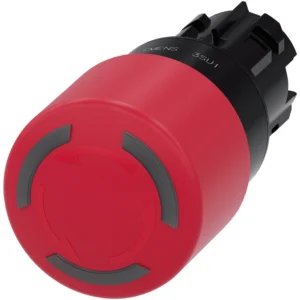 EMERGENCY STOP mushroom pushbutton, illuminable, 22 mm, round, plastic, red, 30 mm, positive latching, acc. to EN ISO 13850, rotate-to-unlatch