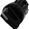 Illuminable selector switch, 22 mm, round, plastic, black, Selector switch short, 2 switch positions O-I, latching, actuating angle 90°, 10:30h/13:30h