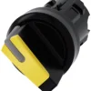 Selector switch, illuminable, 22 mm, round, plastic, yellow, selector switch, short, 2 switch positions O-I, latching, actuating angle 90°, 10:30h/13:30h