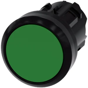 Pushbutton, 22 mm, round, plastic, green, pushbutton, flat momentary contact type