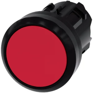 Pushbutton, 22 mm, round, plastic, red, pushbutton, flat momentary contact type