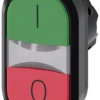 Twin pushbutton, 22 mm, round, plastic, green: I, red: O, pushbuttons, flat