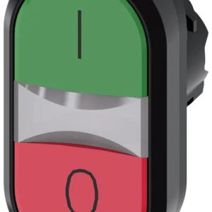 Twin pushbutton, 22 mm, round, plastic, green: I, red: O, pushbuttons, flat