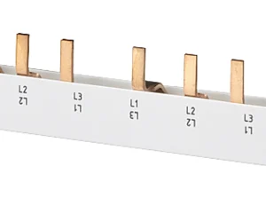 Pin busbar touch-safe, 16 mm2 3-phase, 214 mm long can be cut, with end caps