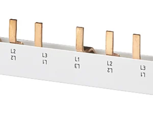 Pin busbar touch-safe, 16 mm2 4-phase, 214 mm long can be cut, with end caps