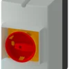 Cast aluminum surface mounting enclosure Degree of protection IP65 72 mm installation width, PE terminal with rotary operating mechanism yellow/red for circuit breaker Size S0