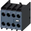 Auxiliary switch on the front, 2 NO + 2 NC Current path 1 NO, 1 NC, 1 NC, 1 NO for 3RH and 3RT screw terminal .3/.4, .1/.2, .1/.2, .3/.4