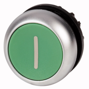 M22-D-G-X1 Pushbutton Oper – Flsh Mom Grn Etched "I"