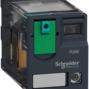 Harmony, Miniature plug-in relay, 12 A, 2 CO, with LED, with lockable test button, 24 V DC