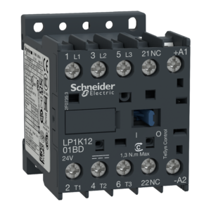 LP1K0910JD – TeSys K contactor – 3P – AC-3 <= 440 V 9 A – 1 NO aux. – 12 V DC coil Schneider Electric
