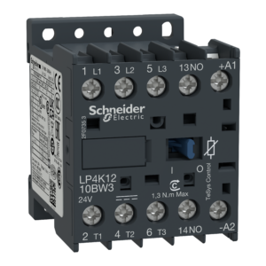 LP4K0910BW3 – TeSys K contactor – 3P – AC-3 <= 440 V 9 A – 1 NO aux. – 24 V DC coil Schneider Electric