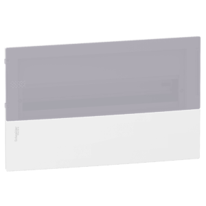 MIP22118T – Enclosure, Resi9 MP, flush mounting, 1 row of 18 modules, IP40, translucid door, 1 earth + 1 neutral terminal blocks Schneider Electric