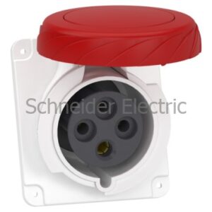 PKF32F734 – PratiKa socket – screw – angled – 32A – 3P + E – 380…415 V AC – panel Schneider Electric